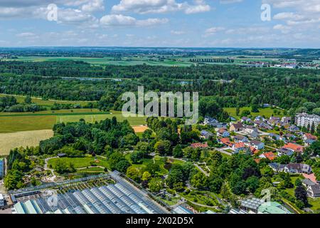 Die Stadt Rain am Lech im nordschwäbischen Kreis Donau-Ries im Luftbild Ausblick auf Rain am Lech nahe der Mündung des Lech in die Dona Rain am Lech B Stockfoto