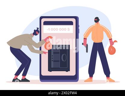 Cyberkriminelle, die Geld und Daten vom Smartphone stehlen Stock Vektor