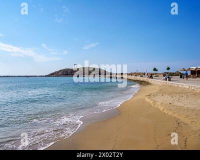 Blick in Richtung Apollo-Tempel, Chora, Naxos-Stadt, Naxos-Insel, Kykladen, Griechische Inseln, Griechenland, Europa Stockfoto