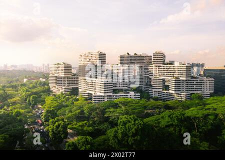 Luftaufnahme der Interlace in Singapur von OMA/Ole Scheeren Stockfoto