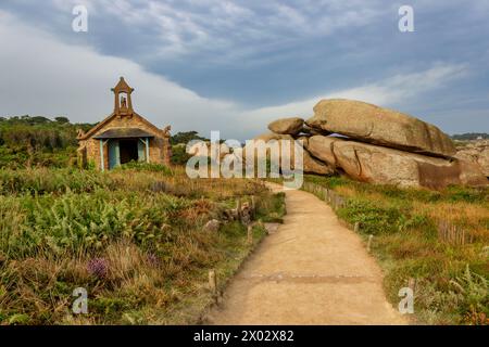 Pink Granit Coast (Cote de Granit Rose), Ploumanac'h, Perros-Guirec, Cotes-d'Armor, Bretagne, Frankreich, Europa Stockfoto