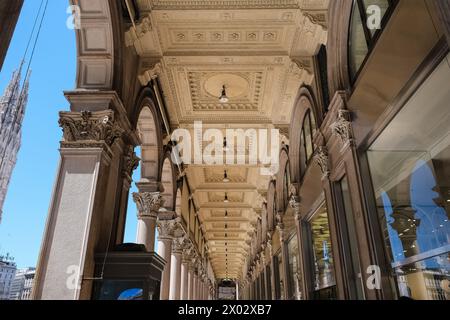 Architektonische Details der Galleria Vittorio Emanuele II, Italiens ältester Einkaufsgalerie, Piazza del Duomo, Mailand, Lombardei, Italien, Europa Stockfoto