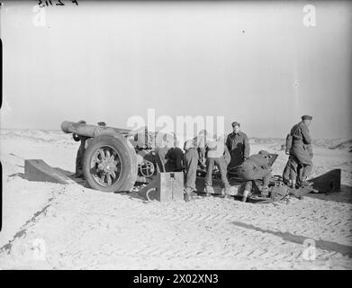 DIE BRITISCHE ARMEE IN FRANKREICH 1940 - 8-Zoll-Haubitze des 1st Heavy Regiment in der Nähe von Calais, 12. Januar 1940 Stockfoto