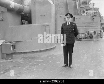 HMS Bonaventure, ein leichter Kreuzer der Dido-Klasse, dient 1940 in der Royal Navy unter dem Kommando von Captain E. J. Egerton. Stockfoto