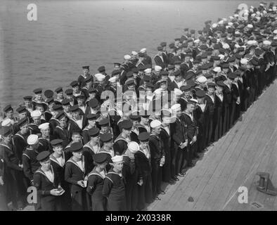 Präsident Roosevelt und Premierminister Churchill trafen sich am 10. August 1941 an Bord der HMS Prince of Wales und der USS Augusta im Nordatlantik vor Neufundland. Stockfoto