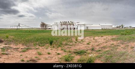 Panorama einer Baumwollfabrik in der Nähe der Stadt Seagraves, Texas, USA Stockfoto