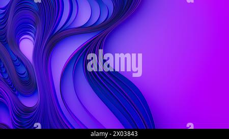 Violette Stoffschichten oder Papierverzug. Abstrakter Stoff. 3D-Rendering-Abbildung Stockfoto