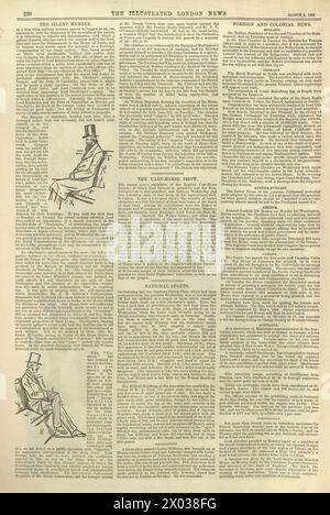 Old News Paper Page, Politics, Silent Member, Parliament, 1880er Jahre, Viktorianische Politische Geschichte Stockfoto