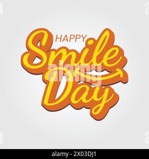 „Happy Smile Day“-Aufkleber. World Smile Day Vektor. „Smile Day“-Grußkarte mit Schriftzug und Smile-Schild. Stock Vektor