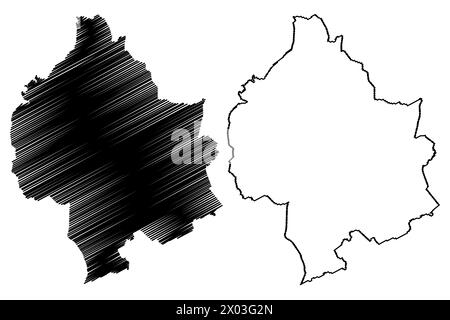 Bezirk Sissach (Schweiz, Schweizerische Eidgenossenschaft, Kanton Basel-Landschaft oder Basel-Land, Baselland oder Baselbiet) Kartenvektordarstellung, s.c. Stock Vektor