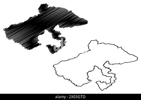 Vorderland Bezirk (Schweiz, Schweizerische Eidgenossenschaft, Kanton Appenzell Ausserrhoden oder Appenzell Äußeres Rhodos) Karte Vektor Illustration, Scribble s Stock Vektor