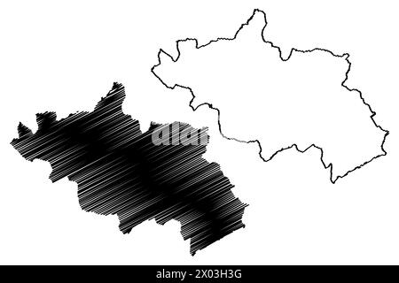 Bezirk Schwyz (Schweiz, Schweizerische Eidgenossenschaft, Kanton Schwyz) Karte Vektordarstellung, Scribble Sketch Landkarte Bezirk Schwyz Stock Vektor