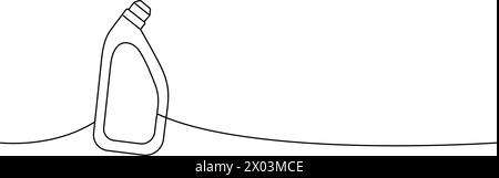 Antibakterieller Toilettenreiniger, einzeilige, durchgehende Zeichnung. Durchgehende Darstellung der Reinigungswerkzeuge in einer Zeile. Lineare Vektordarstellung. Stock Vektor