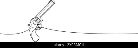 Durchgehende Zeichnung des Revolvers mit einer Linie. Verschiedene moderne Waffen durchgängig eine Zeile Illustration. Lineare Vektordarstellung Stock Vektor