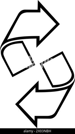 Vektorzeichnung schwarz und hite Symbol Kurvenpfeile links und rechts Stock Vektor