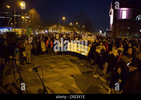 Wiesbaden, 24. Januar 2024. Tausende von Menschen nehmen an der Demonstration unter dem Motto „Verteidigung der Demokratie“ Teil. Stockfoto
