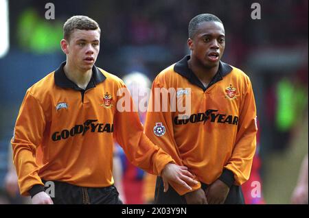 Crystal Palace V Wolverhampton Wanderers im Selhurst Park 11/3/95 1-1 Jamie Smith und Mark Rankine. Stockfoto