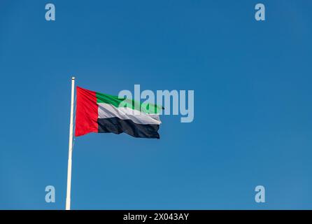 Ein Bild der Flagge der Vereinigten Arabischen Emirate. Stockfoto