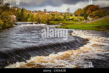 Die River Wharfe in Grassington, Yorkshire, England. Stockfoto