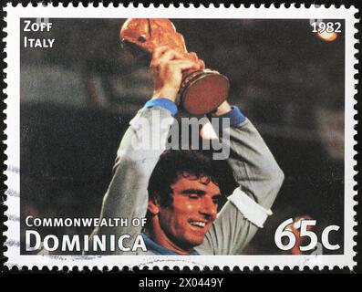 Dino Zoff mit der Weltmeisterschaft 1982 auf Briefmarke Stockfoto