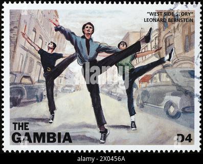 Szene aus West Side Story auf Briefmarken Stockfoto