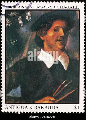 Self Portrait von Marc Chagall auf Briefmarke Stockfoto
