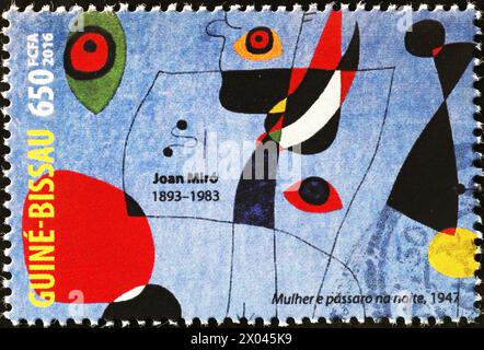 Abstrakte Malerei von Joan Mirò auf Stempel Stockfoto