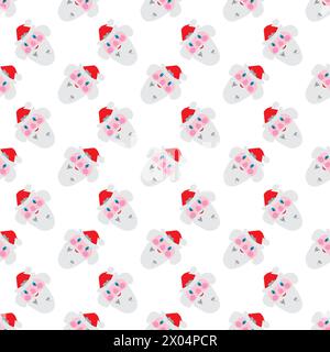 Weihnachtsmann mit Mäusen im Bart. Nahtloses Muster. Vektorabbildung. Stock Vektor