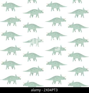 Nahtloses Vektor-Muster des triceratops-Dinosauriers Stock Vektor