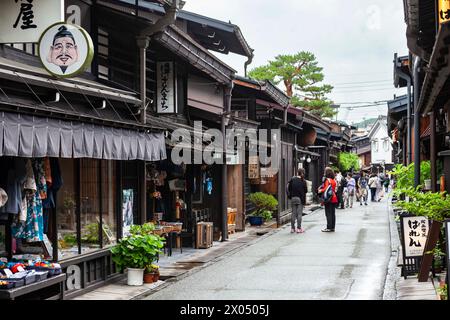 Alte Straße der Innenstadt, Holzhäuser, Sannomachi, Takayama City, Gifu, Japan, Ostasien, Asien Stockfoto