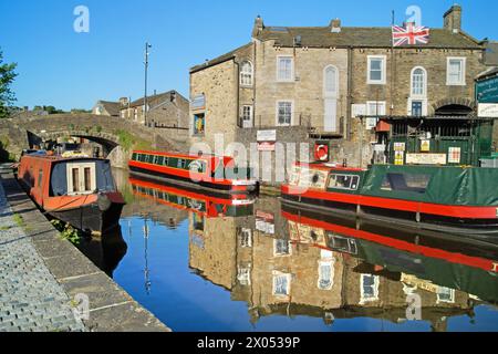 UK, North Yorkshire, Skipton, Springs Branch Canal. Stockfoto