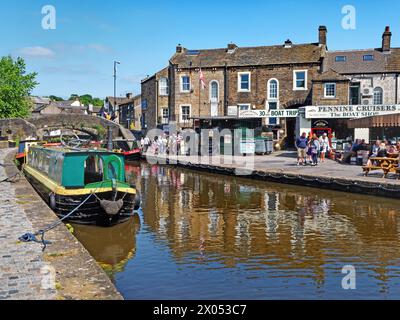 UK, North Yorkshire, Skipton, Springs Branch Canal. Stockfoto