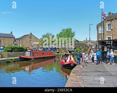 UK, North Yorkshire, Skipton, Springs Branch Canal. Stockfoto