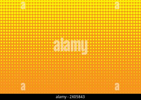Gelbe Rasterpunkte Farbverlauf. Helle Hintergrundstruktur. Sonniges Punktmuster. Vektorabbildung. EPS 10. Stock Vektor