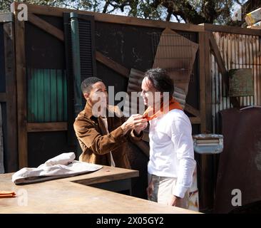 Austin, Texas März 2023. Fallout spielt Walton Goggins und Aaron Moten und die Entwickler Todd Howard und Jonathan Nolan bei Amazon SXSW Activation. Stockfoto