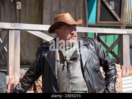 Austin, Texas März 2023. Fallout spielt Walton Goggins und Aaron Moten und die Entwickler Todd Howard und Jonathan Nolan bei Amazon SXSW Activation. Stockfoto