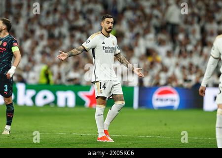 Madrid, Spanien. April 2024. Joselu (Real) Fußball/Fußball : UEFA Champions League Viertelfinale 1. Legspiel zwischen Real Madrid CF 3-3 Manchester City FC im Estadio Santiago Bernabeu in Madrid, Spanien . Quelle: Mutsu Kawamori/AFLO/Alamy Live News Stockfoto