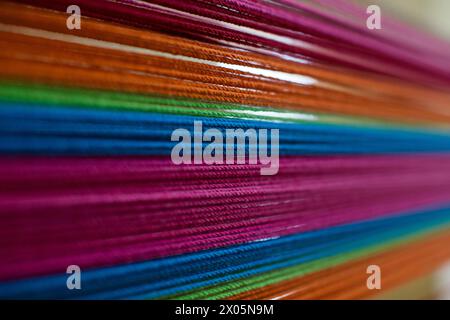 Ein Sozialunternehmen, das Hängematten herstellt, bietet Arbeitsplätze für Menschen mit Behinderungen in Granada, Nicaragua Stockfoto