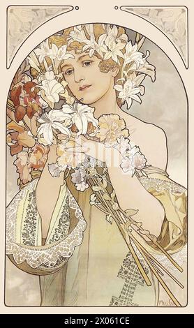 Alphonse Mucha, Jugendstilillustration - Blume, 1897 Stockfoto