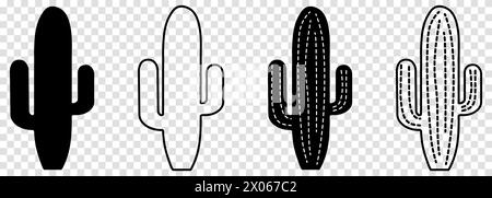 Symbol für Kaktussatz. Vektorsatz Kaktussymbole isoliert auf transparentem Hintergrund Stock Vektor