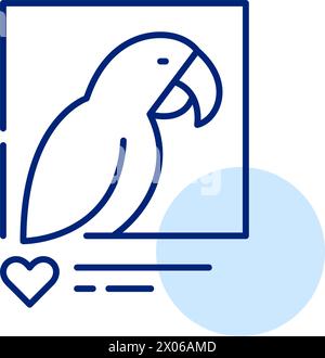 Papageienbildpfosten. PET-Präsenz in sozialen Medien. Symbol für Pixelperfekte, bearbeitbare Kontur Stock Vektor