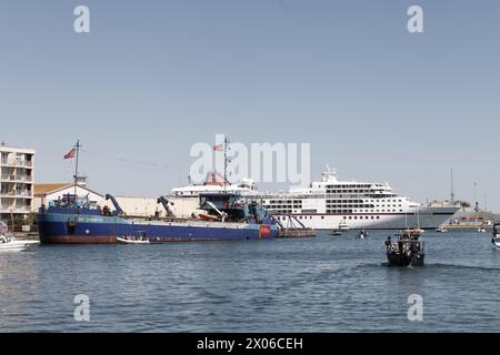 Sete, Frankreich, 16. April 2022. Ein Boot, das während der Escale à Sete, dem ersten Seetreffen in Sete, Frankreich, gejammert wurde Stockfoto