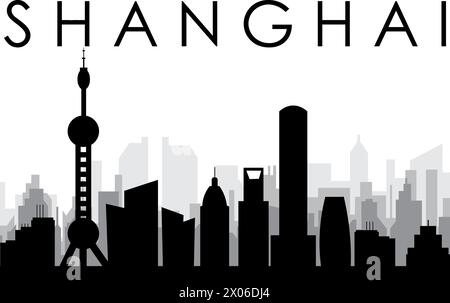 Skyline Panorama von SHANGHAI, CHINA Stock Vektor