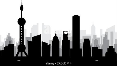 Skyline Panorama von SHANGHAI, CHINA Stock Vektor