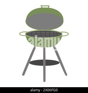 Grill BBQ isoliert auf weißem Hintergrund. Mangal Brazier Barbecue Element für Outdoor-Grillabende im Sommer. Illustration der Vektorabwicklung. Picknick im Cartoon-Stil EQU Stock Vektor