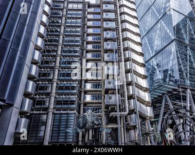 Lloyds Building – das Haus von Loyds of London Insurance. Lime Street, City of London. Radikaler Bowellismus von Richard Rogers. Stockfoto