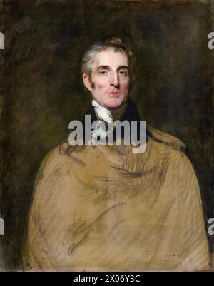 Arthur Wellesley, 1. Duke of Wellington (1769–1852), Premierminister des Vereinigten Königreichs 1828-1830 und Nov-Dez 1834, (unvollendetes) Porträtgemälde in Öl auf Leinwand von Sir Thomas Lawrence, 1829 Stockfoto