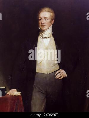 Sir Robert Peel (1788–1850), 2. Baronet, zweimal Premierminister des Vereinigten Königreichs, 1834-1835 und 1841–1846, Porträtgemälde in Öl auf Leinwand von Henry William Pickersgill, vor 1875 Stockfoto