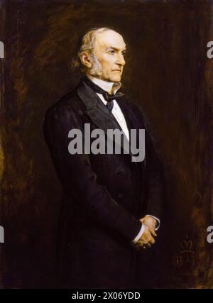 William Gladstone (William Ewart Gladstone, 1809–1898), liberaler Politiker und vierfacher Premierminister des Vereinigten Königreichs 1868–1874, 1880–1885, Februar–Juli 1886 und 1892–1894, Porträtgemälde in Öl auf Leinwand von Sir John Everett Millais, 1879 Stockfoto