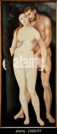 "Adam und Eva", Hans Baldung Grien, 1531, Thyssen Bornemisza Museum, Madrid, Spanien Stockfoto